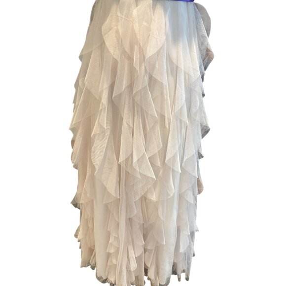 Floral Embroidered Halter Maxi Dress With Ruffled Tulle Skirt & Purple Waist Tie - Picture 3 of 16